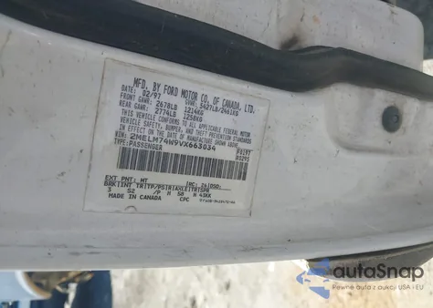 1997 Mercury Grand Marquis Gs z USA, uszkodzony, nr VIN 2MELM74W9VX663034